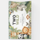 Moderne Preppy Two Wild 2de Verjaardag Jungle Dier Spandoek (Verticaal)