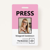 Moderne Press ID-badge met foto- en QR-code Badge (Voorkant)