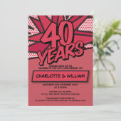 Moderne pret 40e robijnen huwelijksjubileum kaart (Staand voorkant)