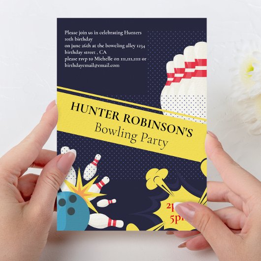 Moderne pret Bowling kinderfeestje  Kaart