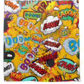 Moderne Pret-comicboek Pop Art-explosies Douchegordijn (Voorkant)