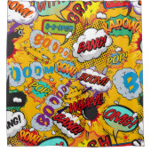 Moderne pret-comicbook-popart-explosies douchegordijn (Voorkant)
