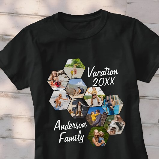 Moderne pret custom 9 afbeeldingen collage gezinsf t-shirt