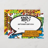 Moderne Pret Grafische Stripboek Pop Art RSVP Kaartje (Voorkant / Achterkant)