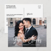 Moderne pret kalligrafie Liefde en dank je trouwda Briefkaart (Voorkant / Achterkant)