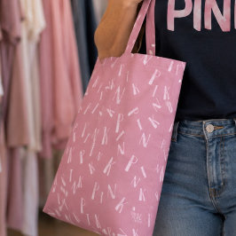 Moderne pret waterverf roze letterpatroon tote bag