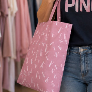 Moderne pret waterverf roze letterpatroon tote bag