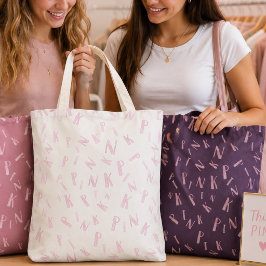 Moderne pret waterverf roze letterpatroon tote bag