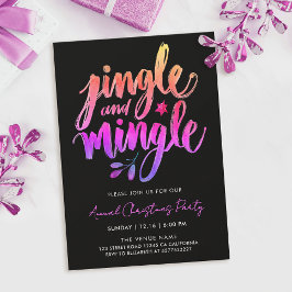 Moderne pret zwarte en roze Jingle Brush Calligrap Kaart