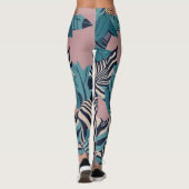 Moderne pretentieloze abstracte zwarte zebra strep leggings (Achterkant)