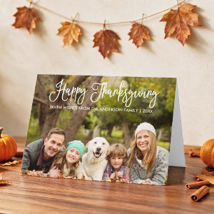 Moderne pretentieloze kalligrafie Thanksgiving fot Feestdagen Kaart