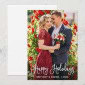 Moderne pretentieloze kalligrafie vrolijke feestda feestdagenkaart (Voorkant / Achterkant)