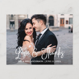 Moderne pretige kalligrafie Liefde en Dank Huwelij Briefkaart