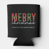 Moderne Prettig Kerstfeest Luipaard Print Typograf Blikjeskoeler (Achterkant)