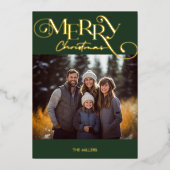 Moderne Prettig Kerstmis Groen Geruit Minimaal 1 F Folie Feestdagenkaart (Voorkant)