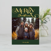 Moderne Prettig Kerstmis Groen Geruit Minimaal 1 F Folie Feestdagenkaart (Staand Voorkant)