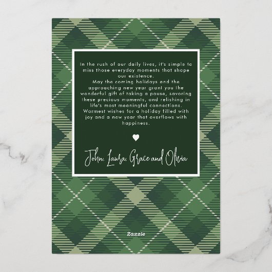 Moderne Prettig Kerstmis Groen Geruit Minimaal 1 F Folie Feestdagenkaart (Achterkant)
