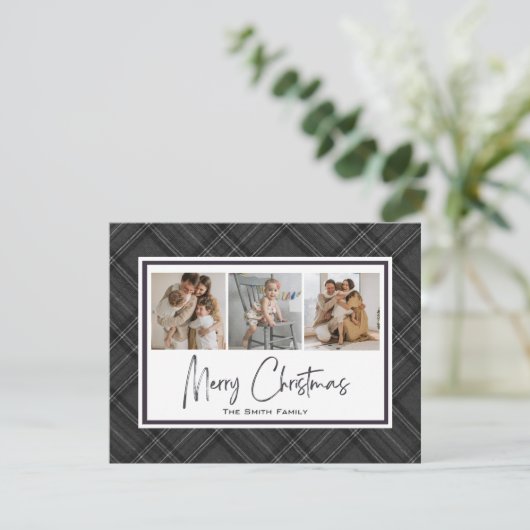 Moderne Prettig Kerstmis Klassiek Geruit Vakantie Feestdagenkaart (Staand voorkant)