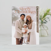 Moderne Prettig Kerstmis Minimaal 1 Foto Beige Folie Feestdagenkaart (Staand Voorkant)