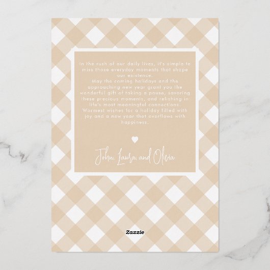 Moderne Prettig Kerstmis Minimaal 1 Foto Beige Folie Feestdagenkaart (Achterkant)