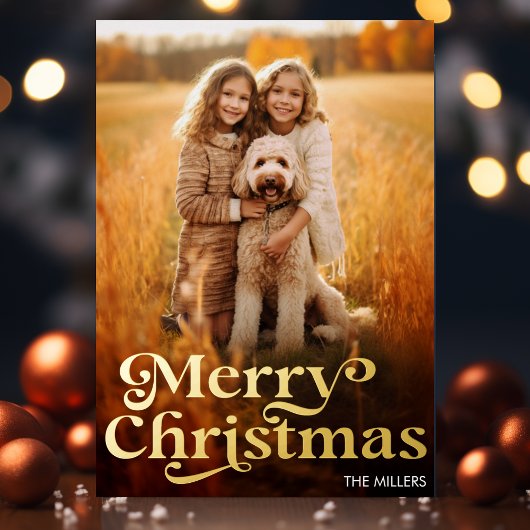 Moderne Prettig Kerstmis Minimalistisch 1 Foto Ele Folie Feestdagenkaart