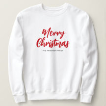 Moderne Prettig Kerstmis Rode Script Familienaam