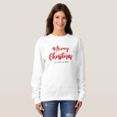 Moderne Prettig Kerstmis Rode Script Familienaam Trui (Voorkant volledig)