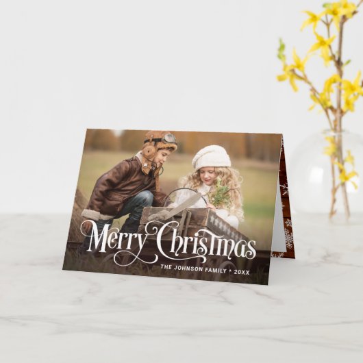 Moderne Prettige feestdagen 2-FOTO-kerst Kaart (Gele Bloem)