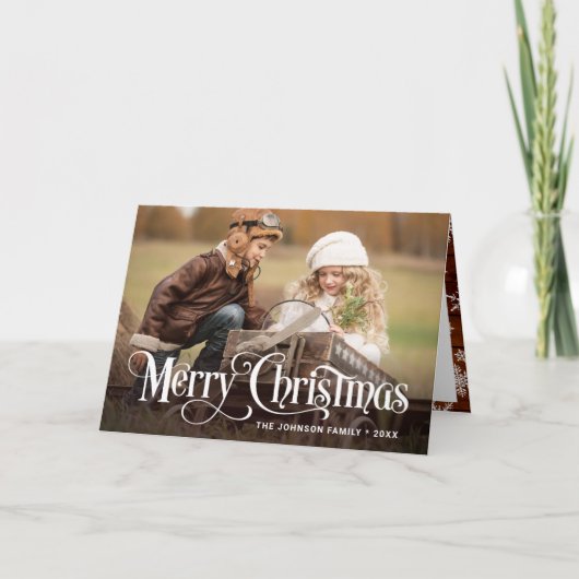 Moderne Prettige feestdagen 2-FOTO-kerst Kaart (Voorkant)