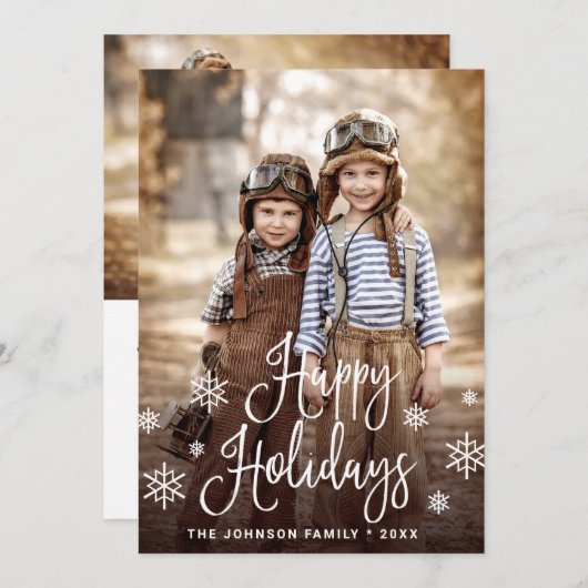 Moderne Prettige feestdagen 2-fotokerstgroet Feestdagenkaart (Voorkant / Achterkant)