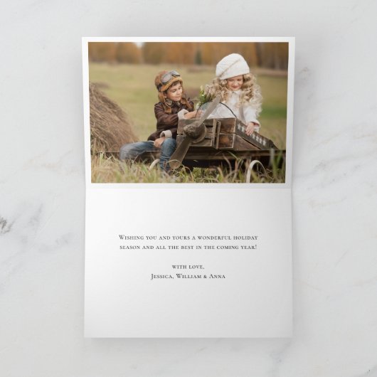 Moderne Prettige feestdagen 2-fotokerstkaart (Binnen)