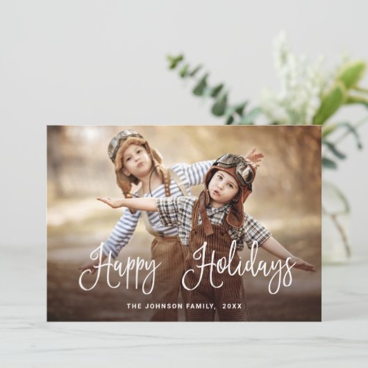 Moderne Prettige Feestdagen 4 FOTO Kerst Groet Feestdagenkaart (Staand voorkant)