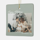 Moderne Prettige Feestdagen Aangepaste Bericht 2-F Keramisch Ornament (Links)