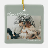 Moderne Prettige Feestdagen Aangepaste Bericht 2-F Keramisch Ornament (Voorkant)