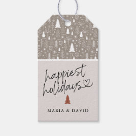 Moderne prettige feestdagen calligrafie gepersonal cadeaulabel