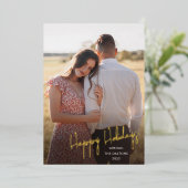 Moderne Prettige Feestdagen Eenvoudige Script Foto (Staand Voorkant)