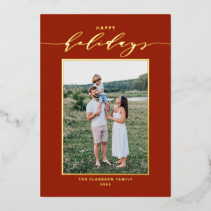 Moderne Prettige feestdagen foto van Script Red