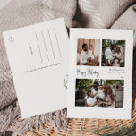 Moderne Prettige feestdagen Gecentreerd met drie f<br><div class="desc">Dit moderne manuscript prettige feestdagen gecentreerd drie-foto vakantie briefkaart is perfect voor uw minimalistische shabby chic boho zwarte en witte vakantiegroet. De minimale witte handgeschreven kalligrafie is delicaat en robuust, terwijl het klasje en elegant blijft. Het ontwerp weerspiegelt een eenvoudige, volledig witte winterdag en roept herinneringen op aan een meer...</div>