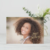 Moderne Prettige feestdagen Gold & zwarte briefing Feestdagenkaart (Staand voorkant)