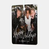 Moderne Prettige feestdagen kerstfoto Metalen Ornament (Voorkant links)