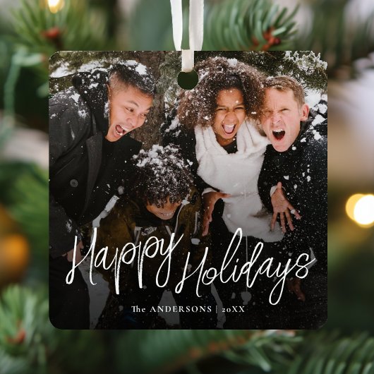 Moderne Prettige feestdagen kerstfoto Metalen Ornament