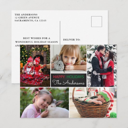 Moderne Prettige feestdagen kerstmis met fotocolla Briefkaart (Voorkant / Achterkant)