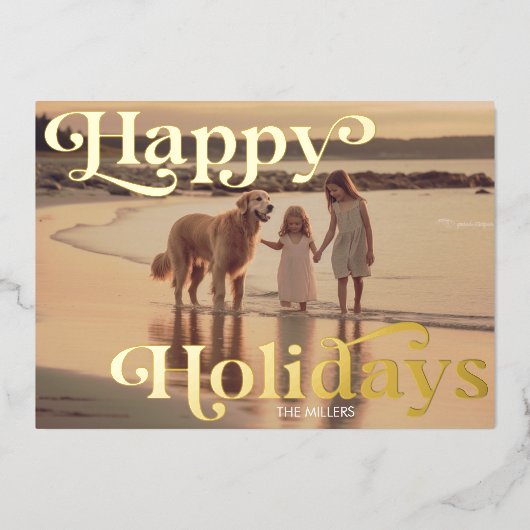 Moderne Prettige Feestdagen Minimal 1 Foto Elegant (Voorkant)