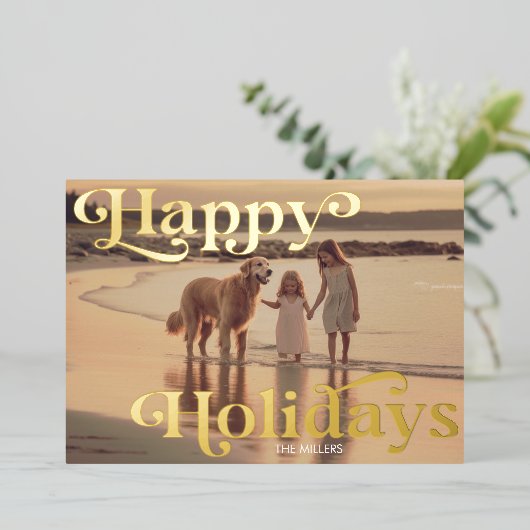 Moderne Prettige Feestdagen Minimal 1 Foto Elegant (Staand Voorkant)