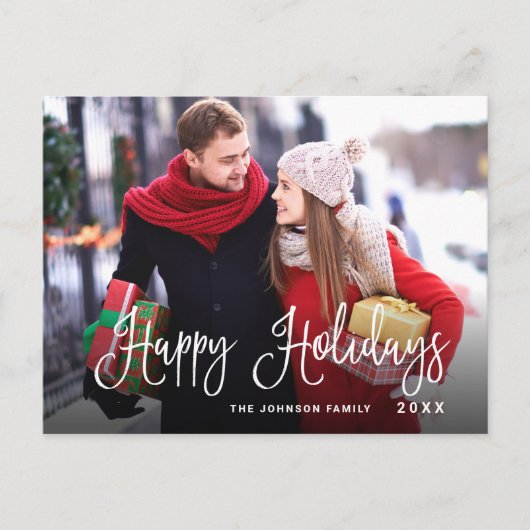 Moderne Prettige feestdagen PHOTO-kerstkaart Briefkaart (Voorkant)