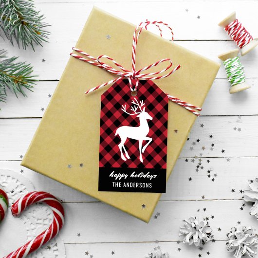 Moderne Prettige feestdagen Roodbuffel Cadeaulabel