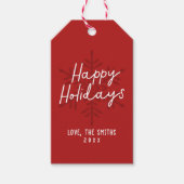 Moderne Prettige Feestdagen Script Sneeuwvlokken K Cadeaulabel (Voorkant)