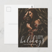 Moderne Prettige feestdagen-scriptfoto Briefkaart (Voorkant / Achterkant)