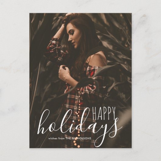 Moderne Prettige feestdagen-scriptfoto Briefkaart (Voorkant)