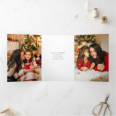 Moderne Prettige feestdagen-scriptfoto Drieluik Kaart (Binnen)